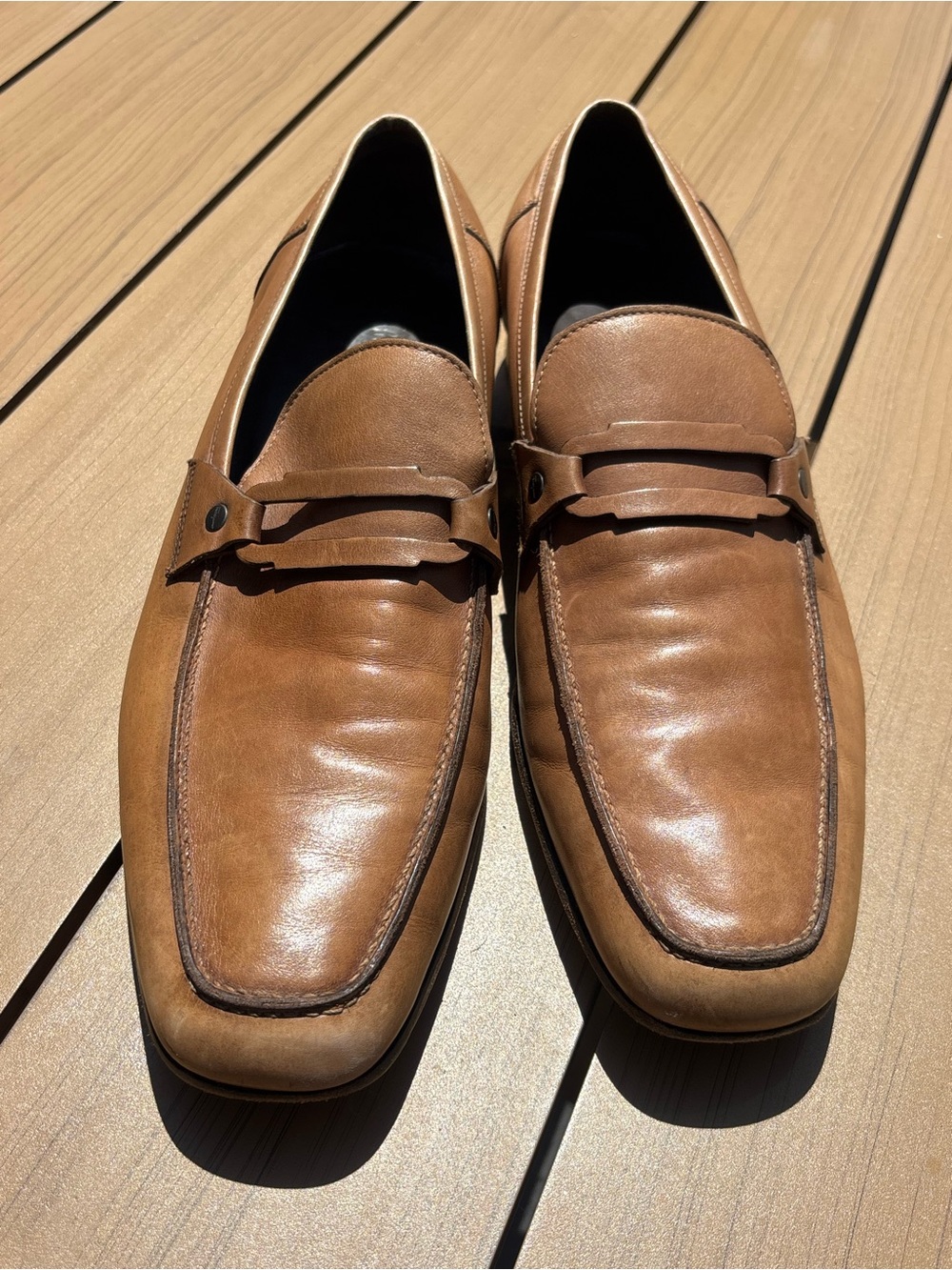 Salvatore Ferragamo Tan Leather Penny Loafers